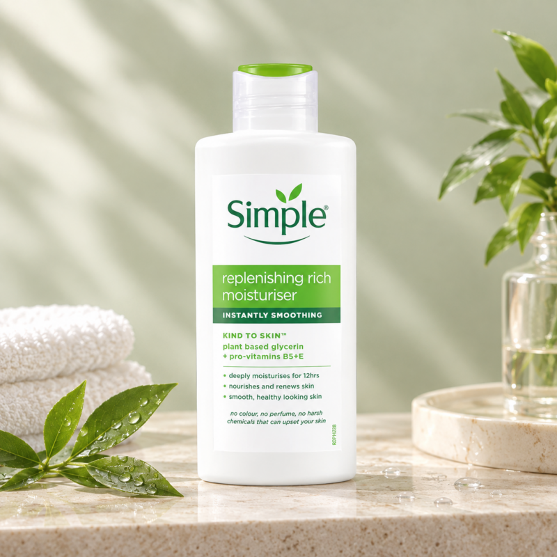 Simple Kind to Skin Replenishing Rich Moisturiser with Vitamin B5+E & Niacinamide 125ml