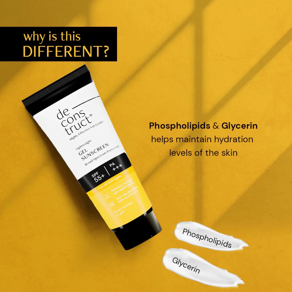 deconstruct lightweight gel water resistant sunscreen for oily skin spf 55 pa 9