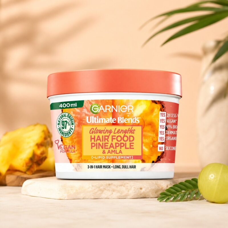 Garnier Ultimate Blends Glowing Lengths Pineapple & Amla Hair Food 3-in-1 Hair Mask Treatment 400ml